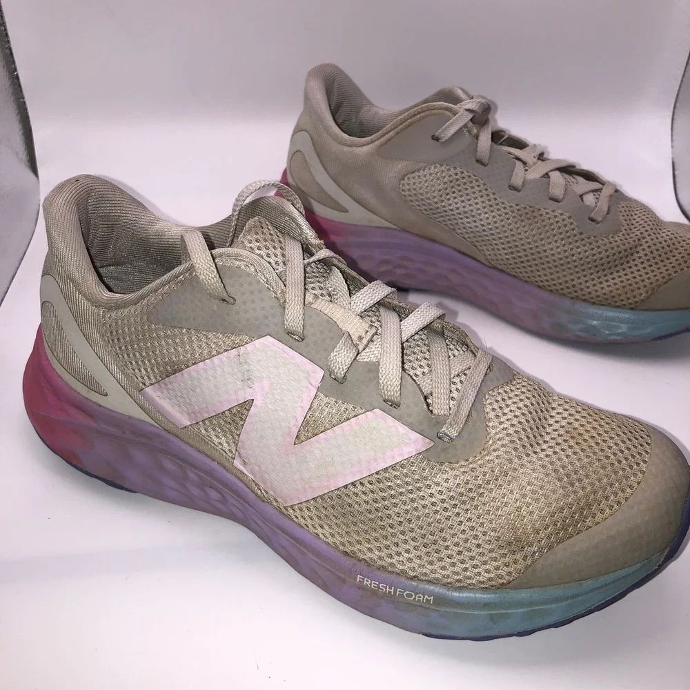 New Balance Fresh Foam Women's Running Shoes Beige Pink Purple Blue Size‎ 4